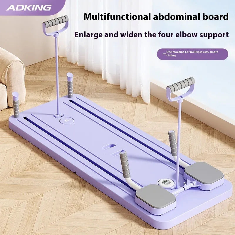 Standard purple household fitness board with automatic rebound abdominal wheel for multi-muscle training