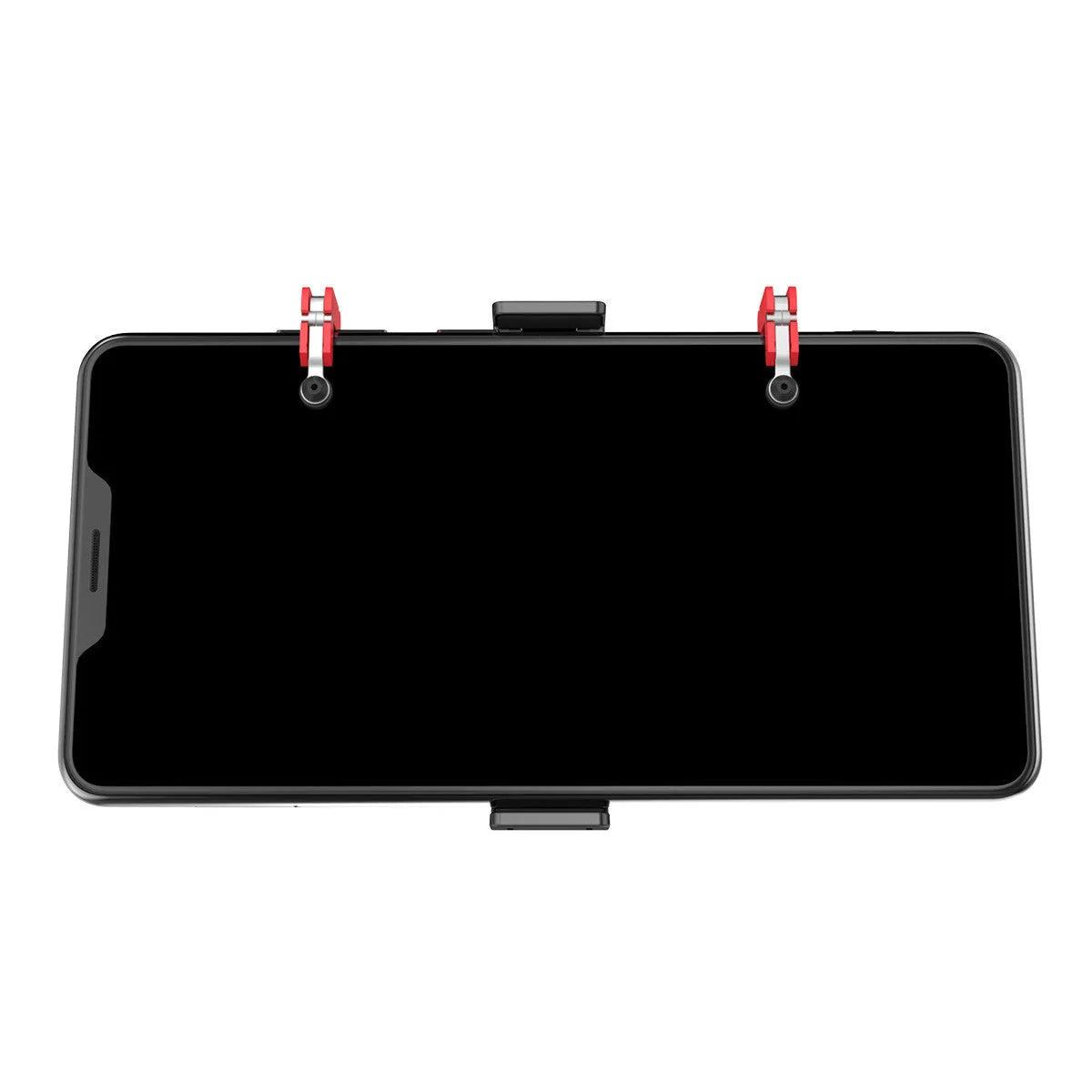 Black PG-9137 mobile phone gaming trigger stand with adjustable metal trigger and telescopic phone clip.