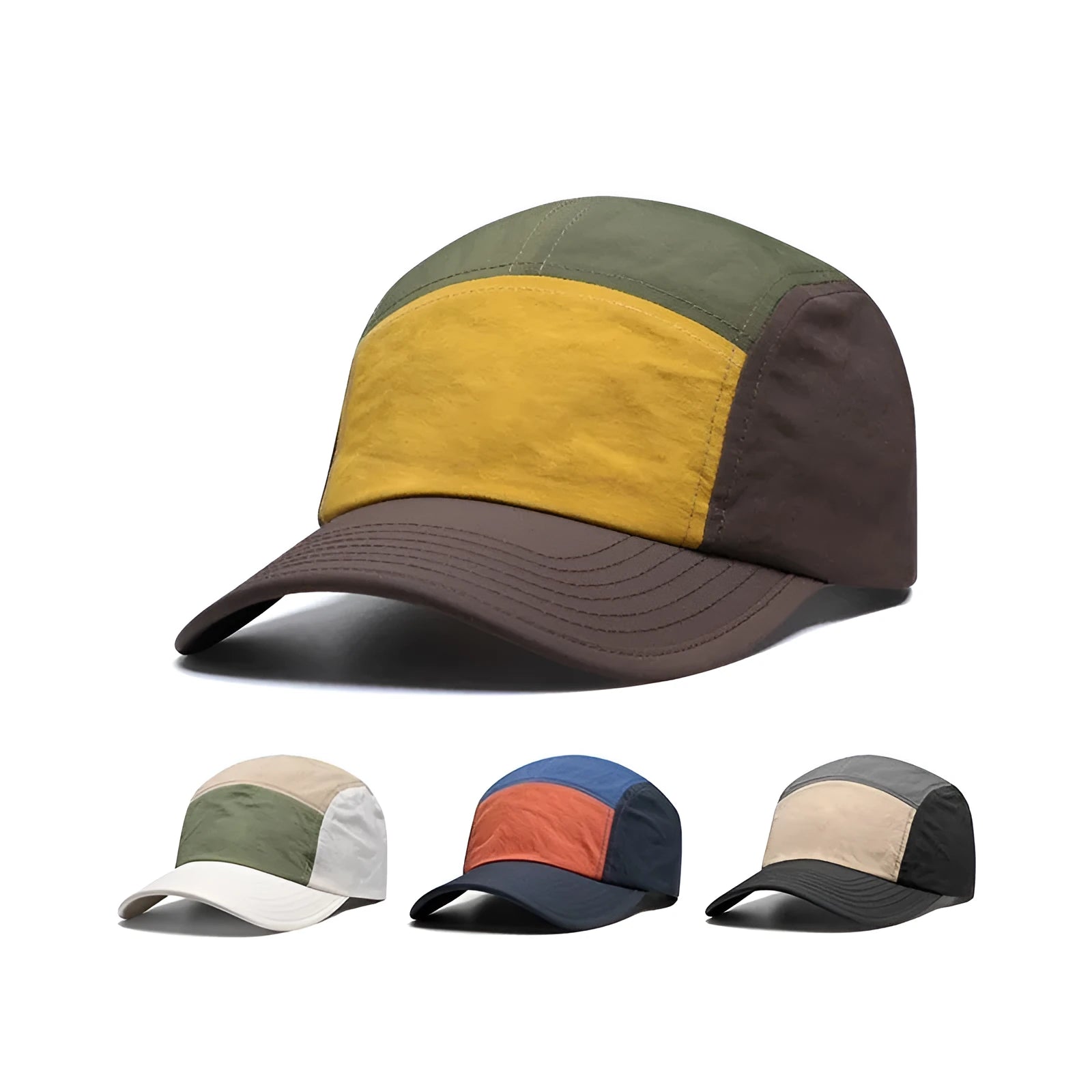 Men's khaki quick-drying cotton-polyester baseball cap with a curved brim.