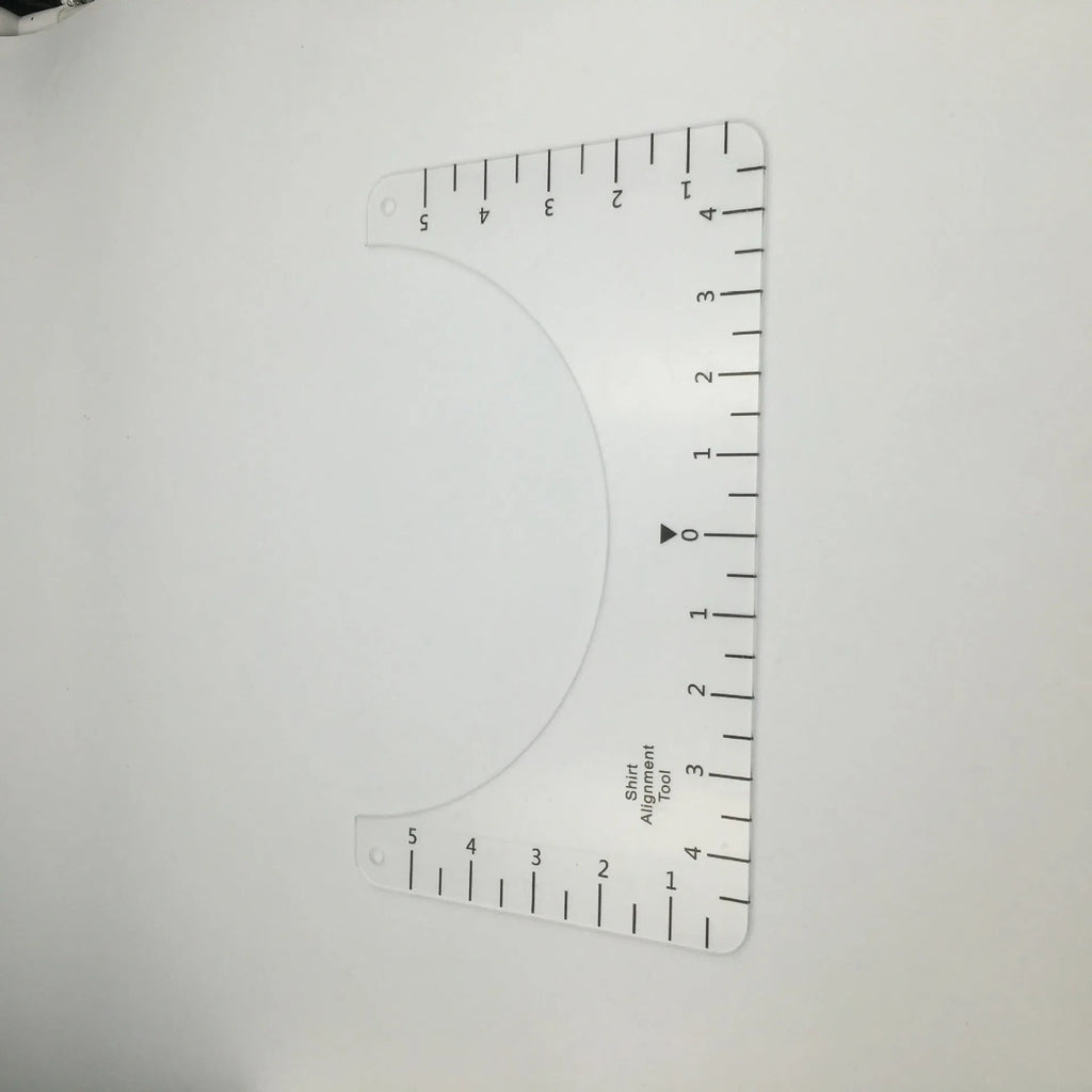 Transparent acrylic sewing patch ruler for T-shirt alignment measuring 10x6 inches