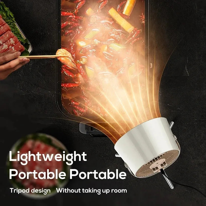 Milky white portable desktop kitchen extractor hood with USB charging and removable filter