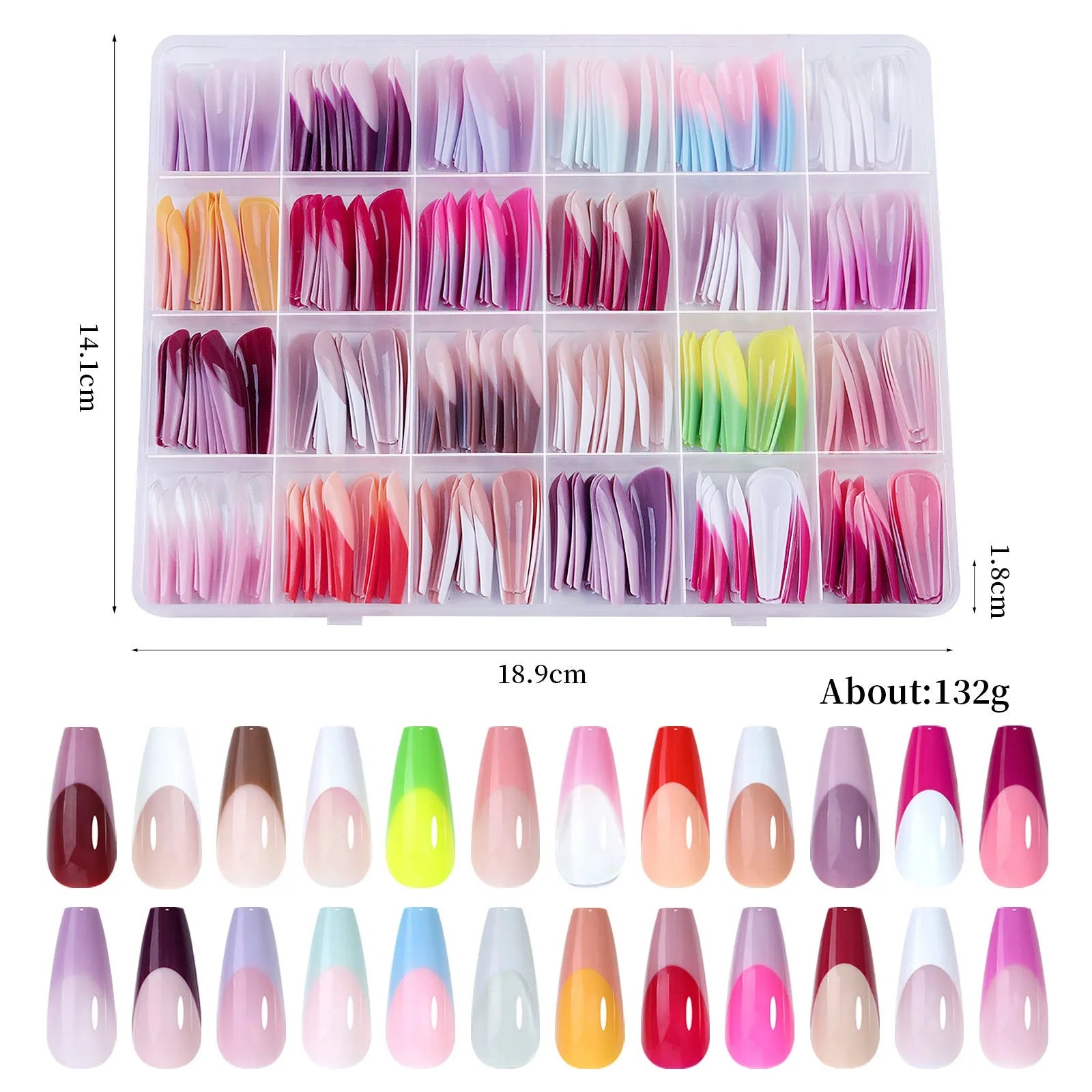 Box containing 288 French wear armour style seamless removable nail stickers.