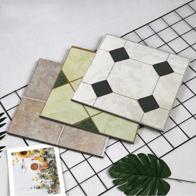 Self-adhesive PVC thickening vinyl floor tile with wear-resistant waterproof surface in square pattern