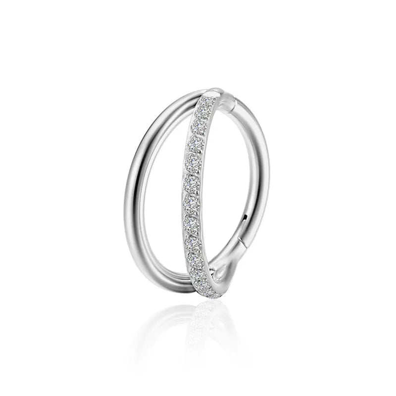F136 titanium alloy fork nose ring in silver, available in multiple sizes for nose piercings.