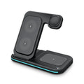 3-in-1 foldable wireless fast charger for phone headset watch in white ABS casing