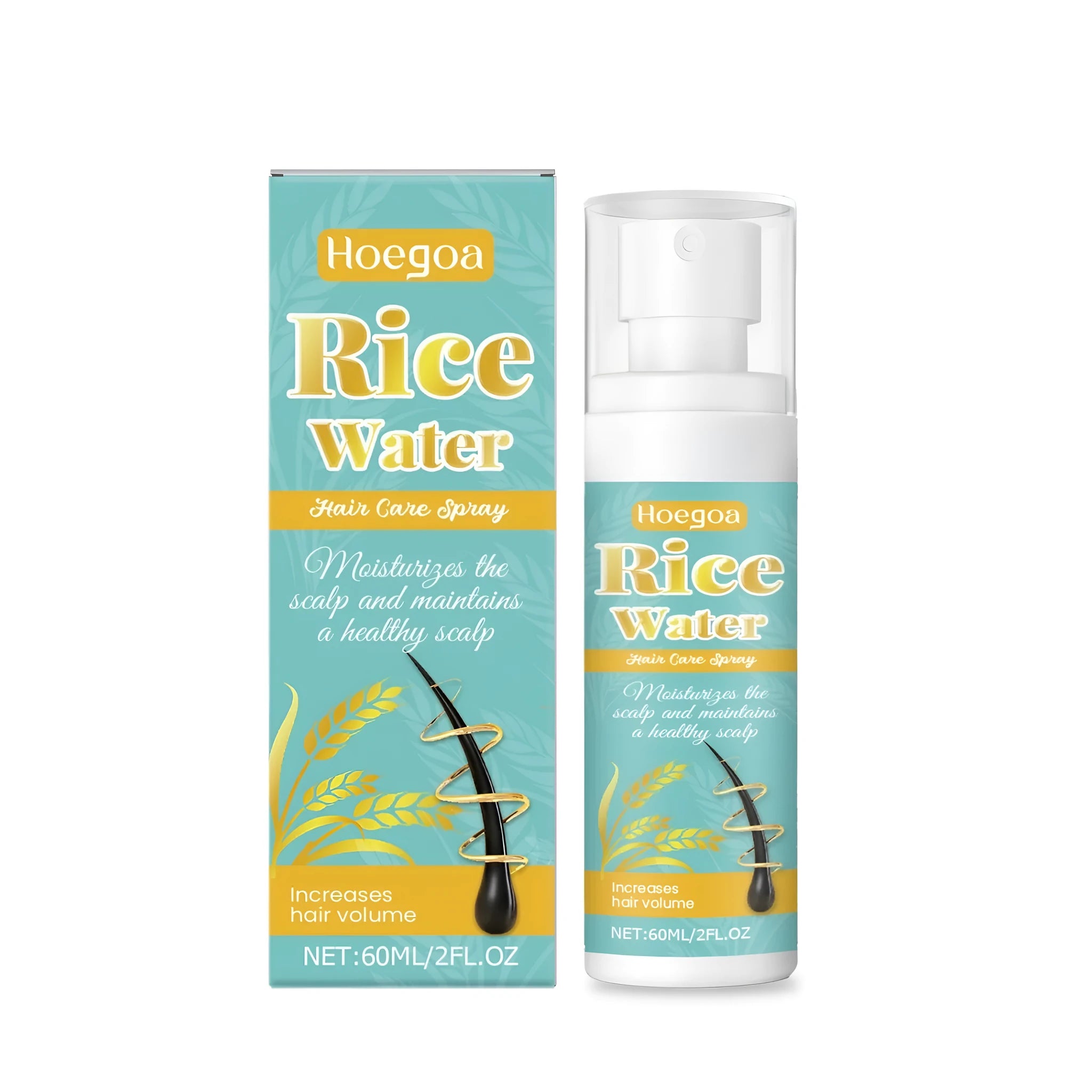 60ml bottle of hair care spray with natural ginger and rosemary oils