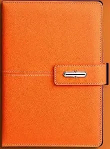 A5 size notebook with PU leather cover in various colours, showing wood-free paper inside.