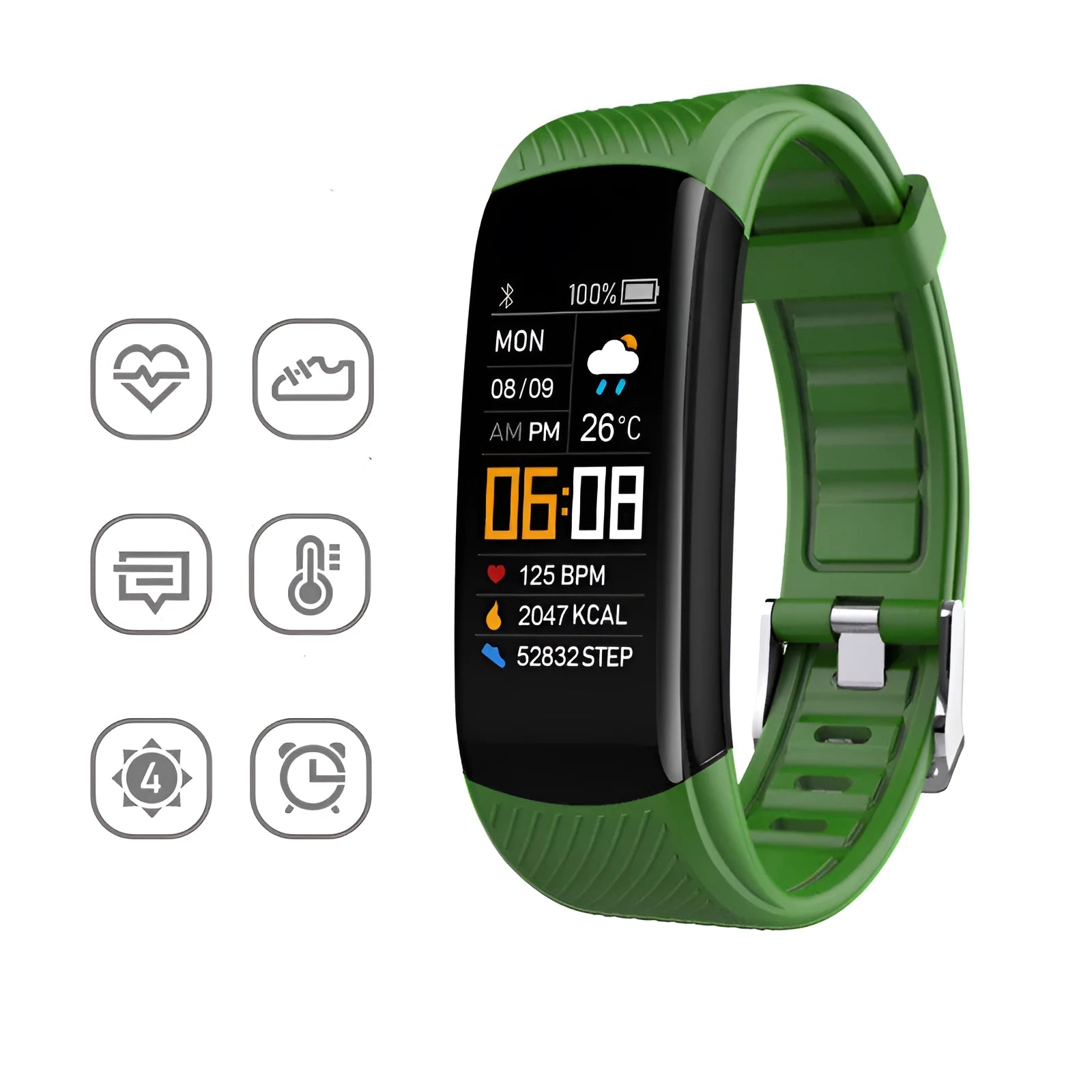 Adult TPU sports pedometer bracelet with coloured strap and 0.96-inch screen.