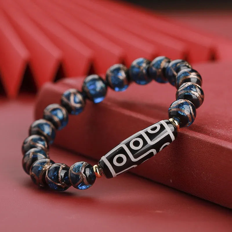 Chinese style bracelet with coloured glaze snake lucky beads in three size options
