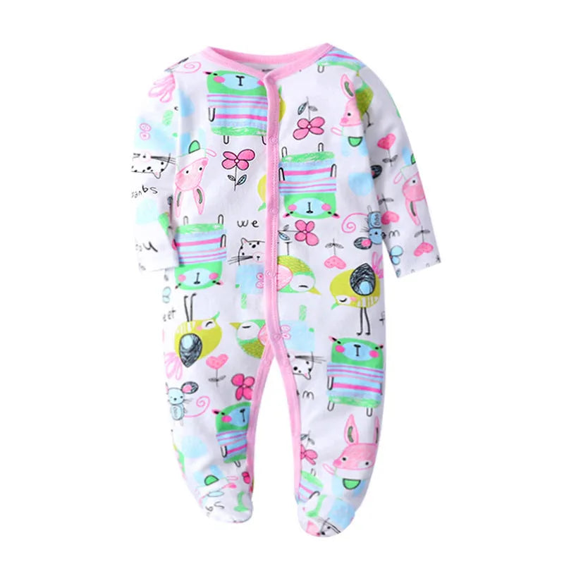 Cotton baby one-piece clothes with dinosaur print design for infant wear