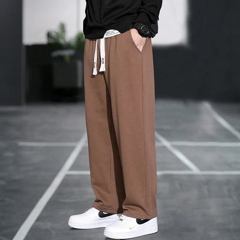 Men's high-waist casual trousers in bamboo fibre blend with multiple pockets