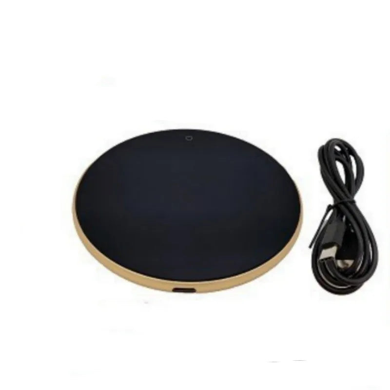 Black USB heating coaster for warming cups of coffee or tea on a desk
