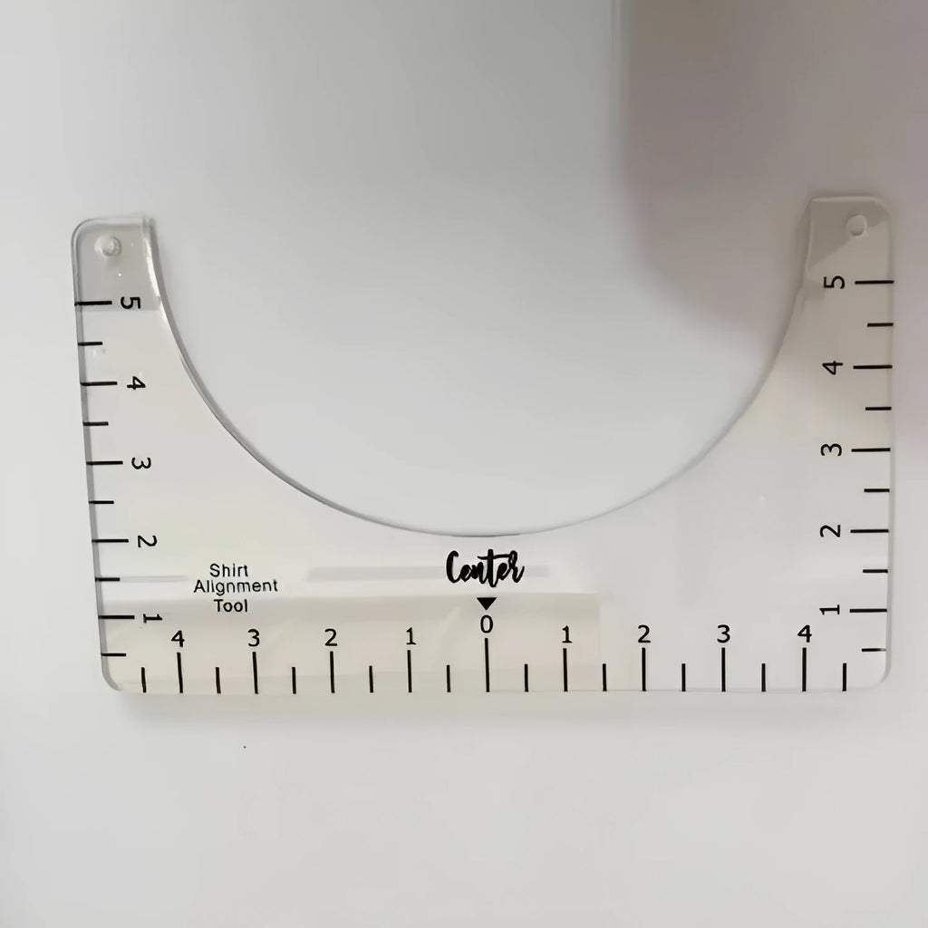 Transparent acrylic sewing patch ruler for T-shirt alignment measuring 10x6 inches