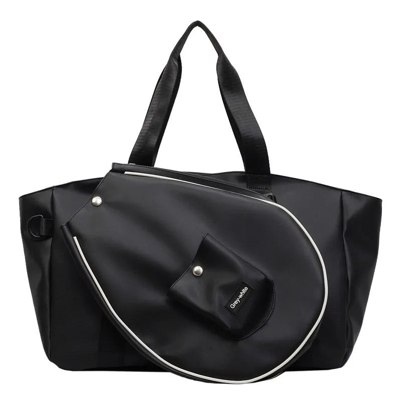 Black one-shoulder yoga equipment storage bag with large capacity for mats and props