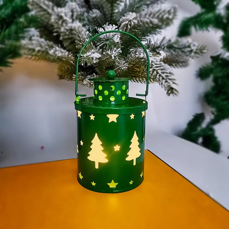 Nordic style electronic Christmas candle light with wrought iron construction and LED flickering illumination