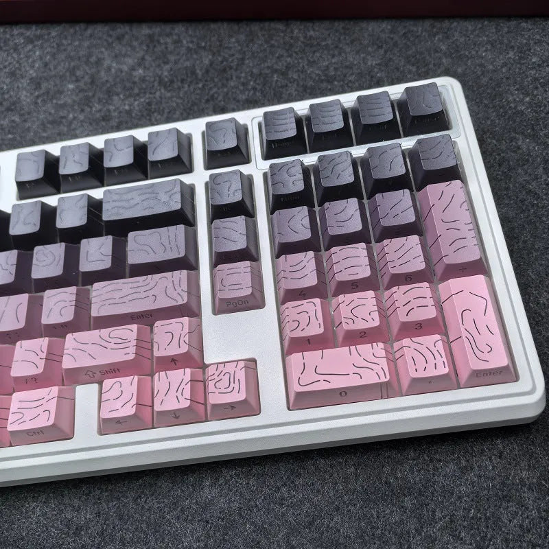 Plastic two-colour crack luminous key cap set in Black Powder colour, 290x160x30mm, for mechanical keyboard customisation
