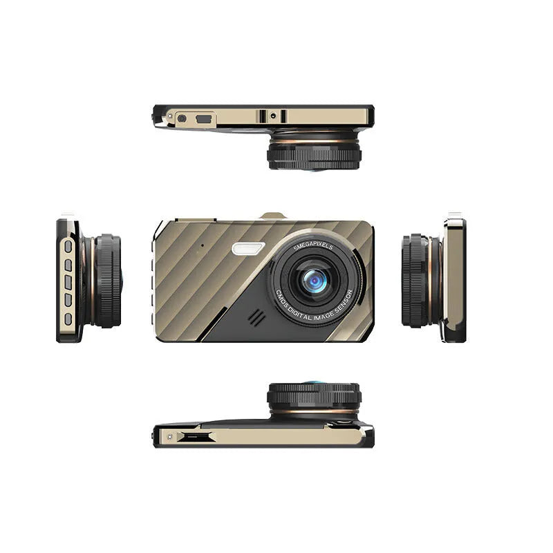4 inch front and rear dual lens dashboard camera with touch screen display