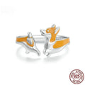 Sterling silver adjustable ring with a detailed cartoon Corgi design and electroplated finish.