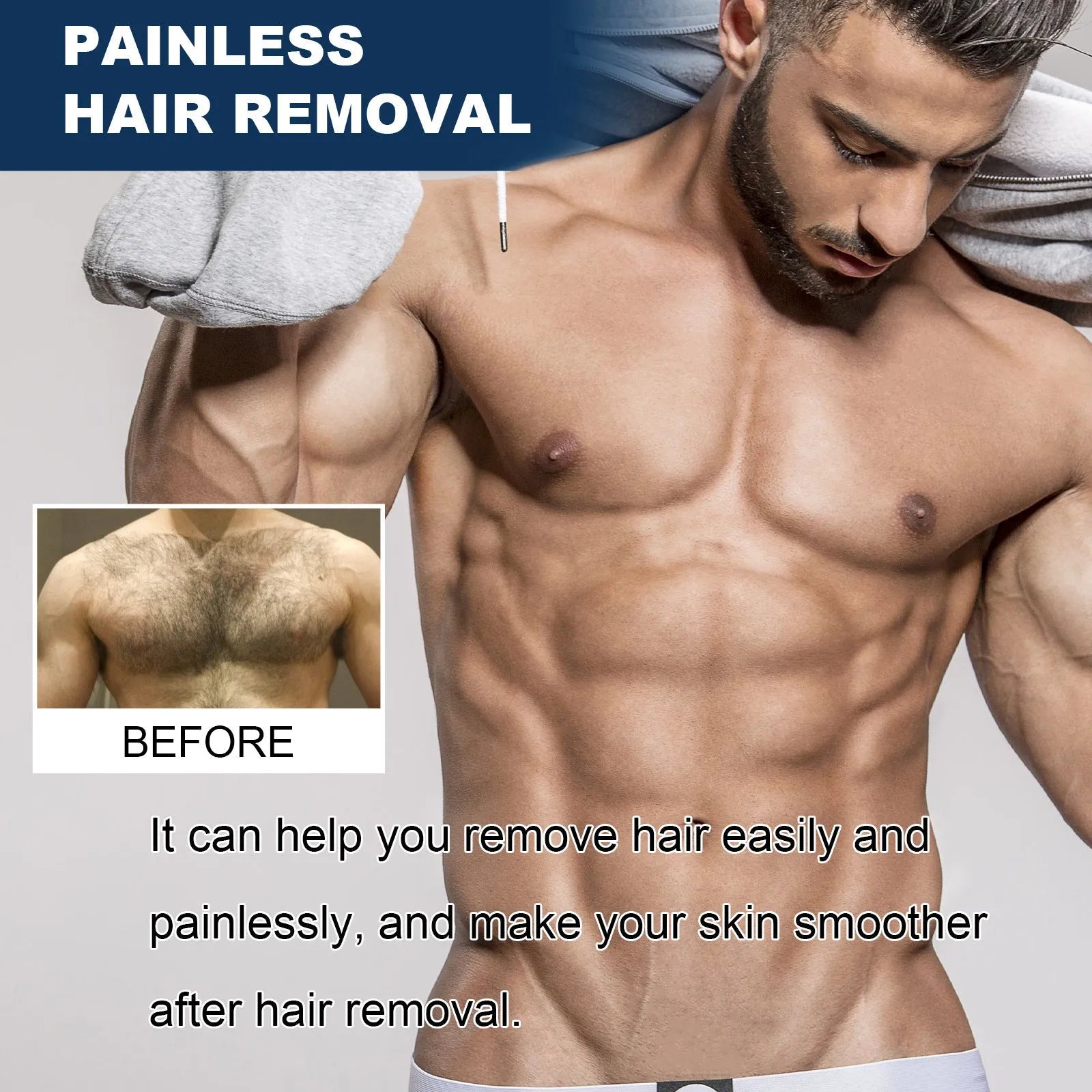 100ml tube of men's mild hair removal cream for lips, beard, armpits, hands, and legs.