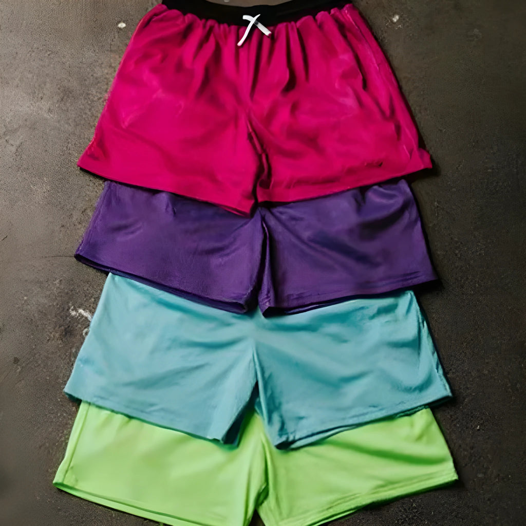 Men's solid colour mesh quick-drying sports shorts for running and fitness workouts in summer