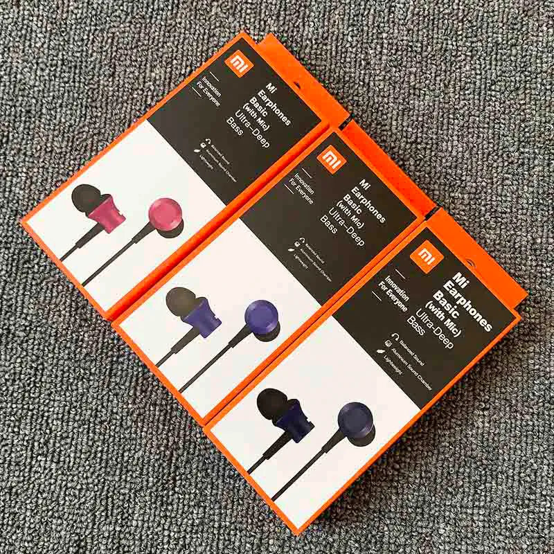 Piston wired in-ear headphones with 3.5mm plug in black, blue, and red colour options