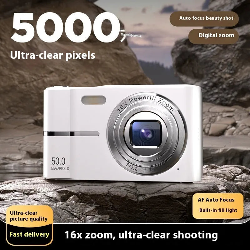 HD 4K mini digital camera in black, green, pink, or white with 90.3mm compact dimensions