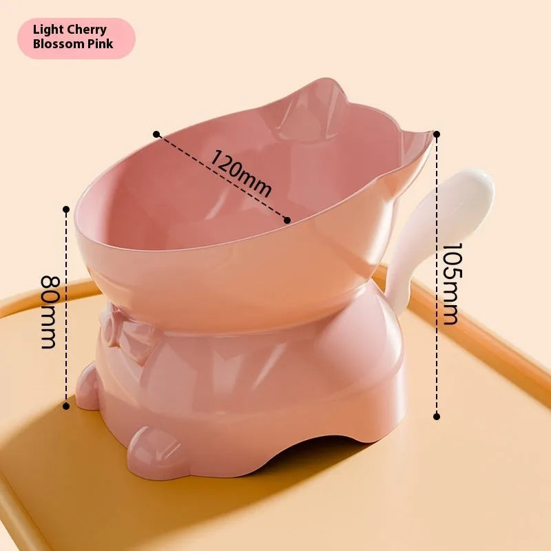 Stainless steel slanted cat bowl with non-slip base in selected colour