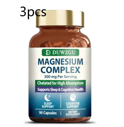 Bottle of Zinc Magnesium Complex Capsules 90 capsules on white background, supplement label visible