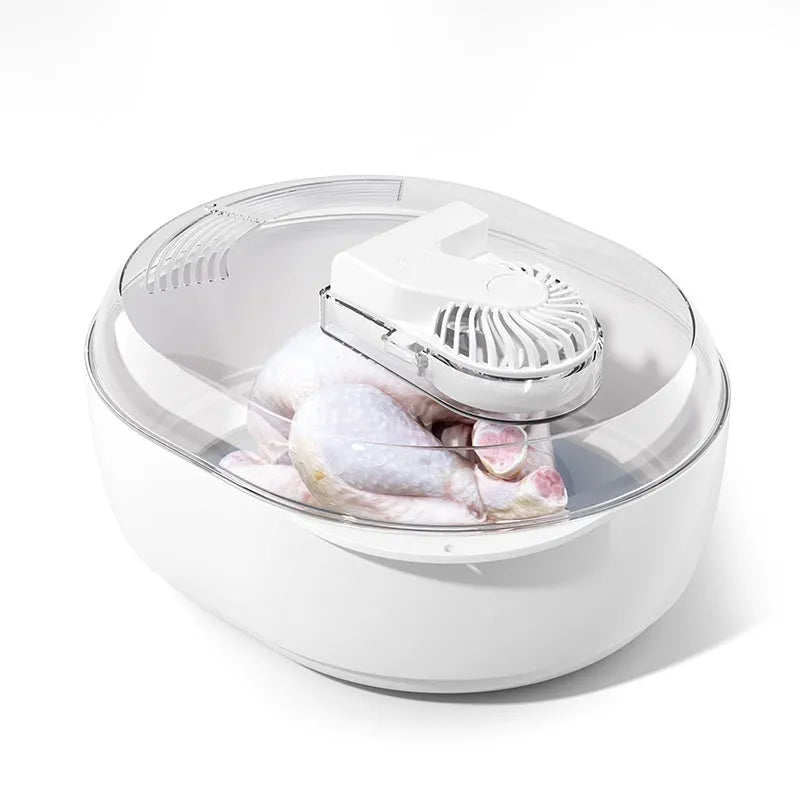 Aluminium household quick defrosting plate in modern simplicity style, shown with a USB cable.
