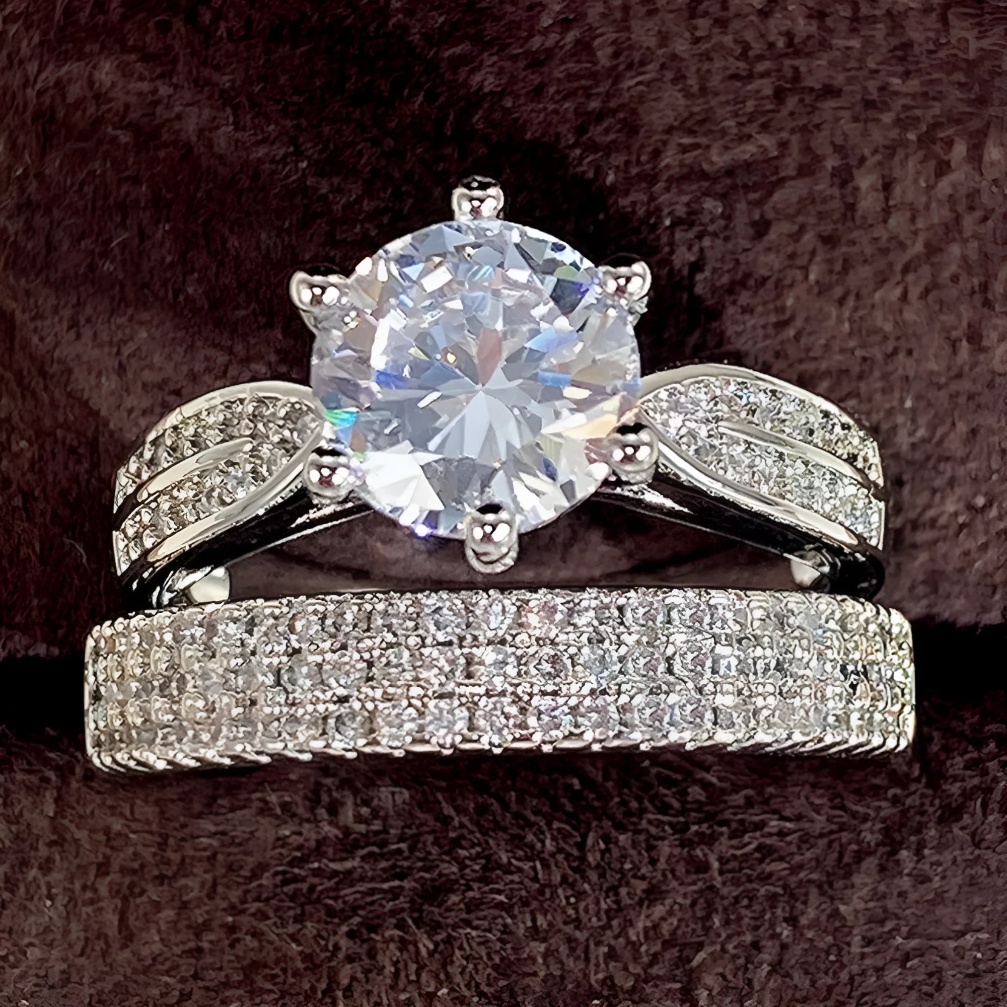 White gold colour wedding combined ring bracelet with geometric design and round elements