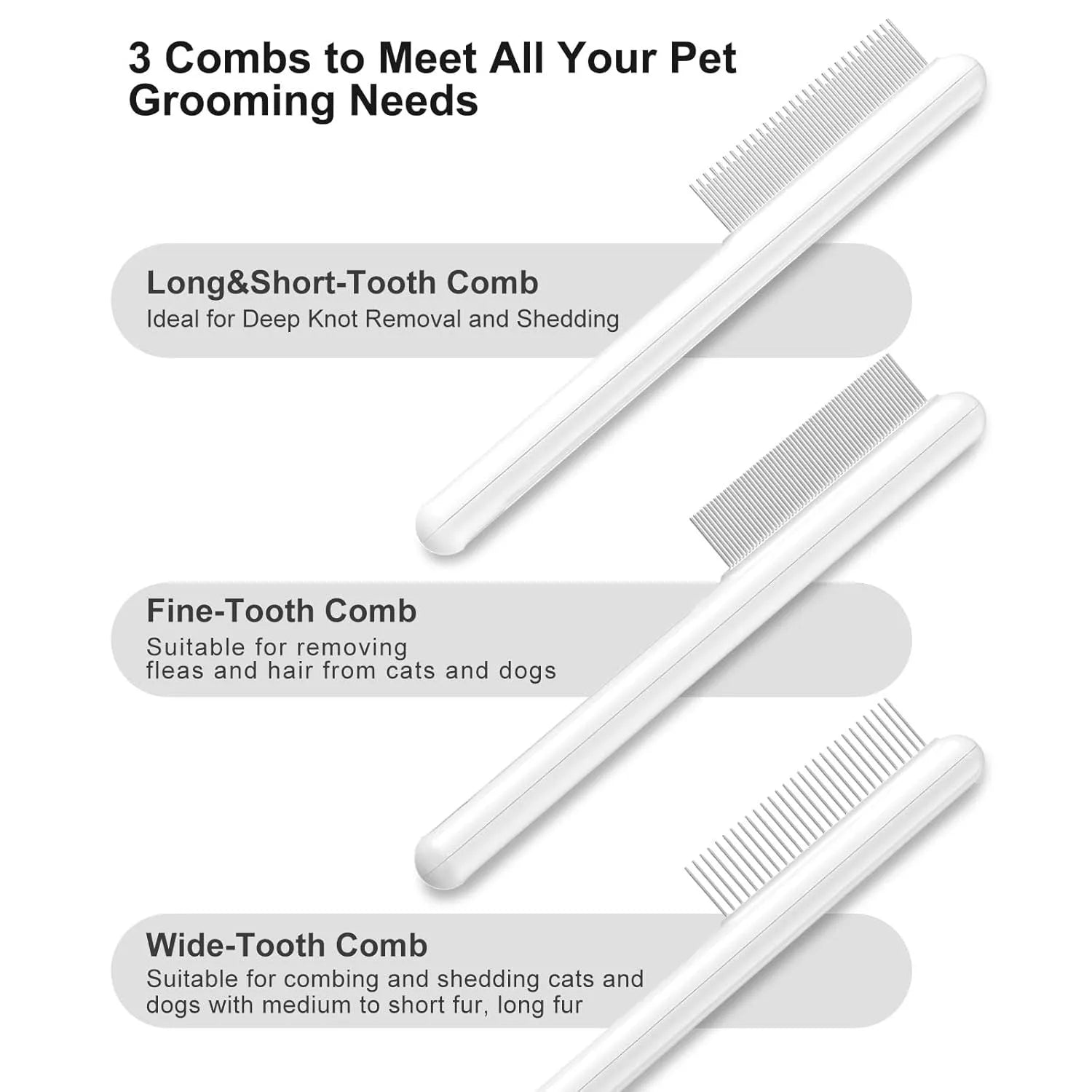 Green stainless steel cat comb with rounded teeth for pet grooming and flea removal