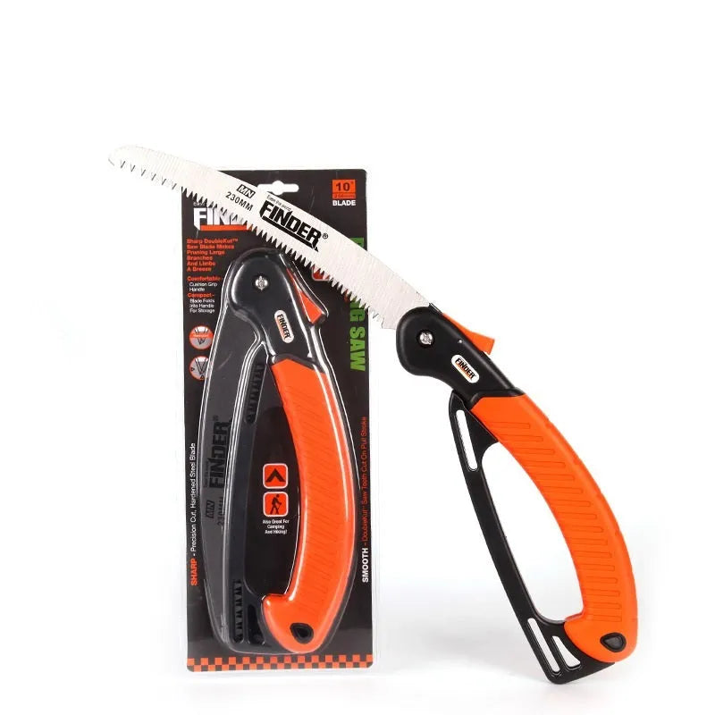 230mm folding pruning saw with TPR grip extended for garden trunk cutting