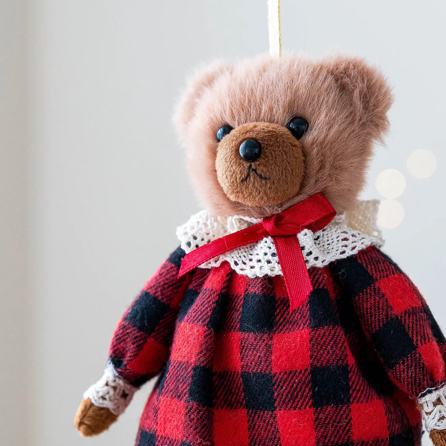 Couple plush bear dolls in plaid suits - gentleman bear and princess bear