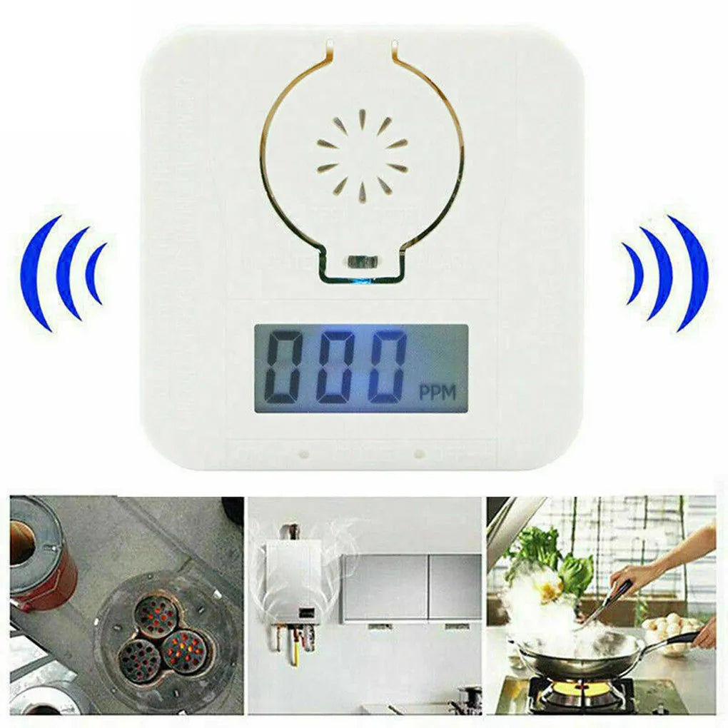 White wireless carbon monoxide alarm unit designed for wall mounting.