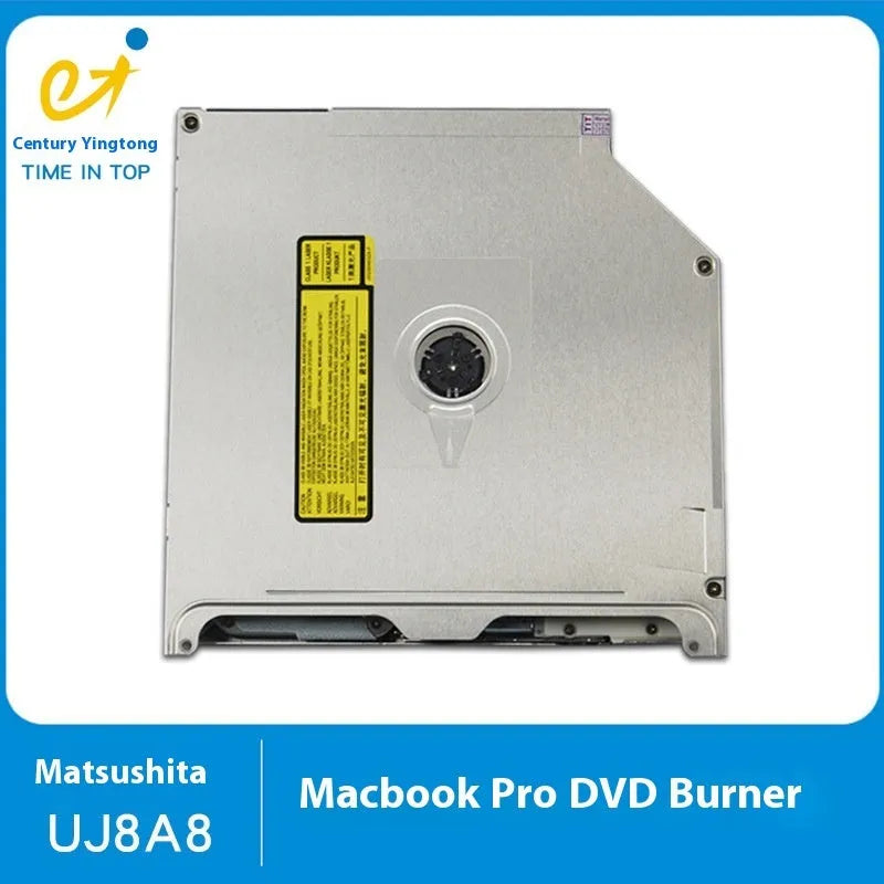 Silver MacBook Pro 13 laptop optical drive with SATA connector showing 128x128x9.5mm dimensions