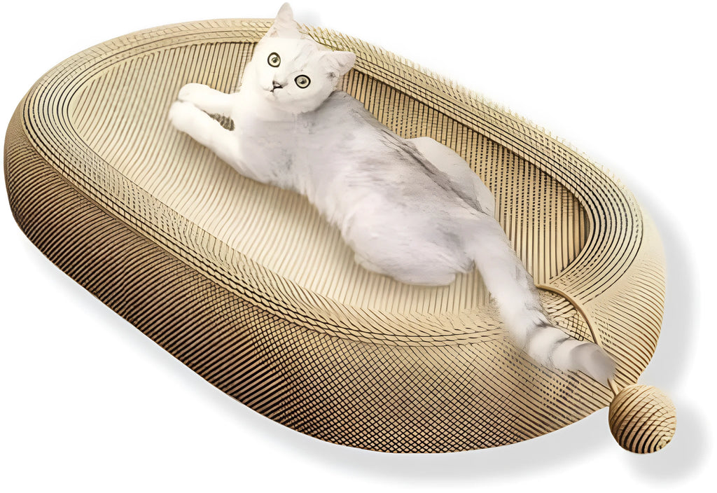 Large natural sisal cat scratching board with flat resting platform measuring 60cm wide