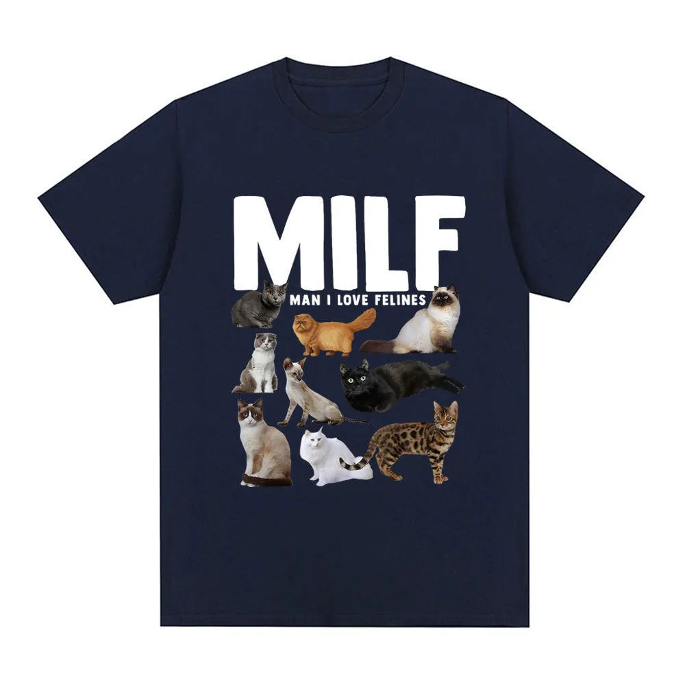 Geometric cat lover graphic printed on a short sleeve cotton T-shirt