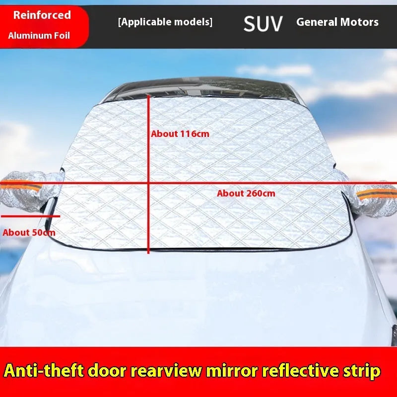 Winter car cover with aluminium foil and magnets for SUV windshield frost protection
