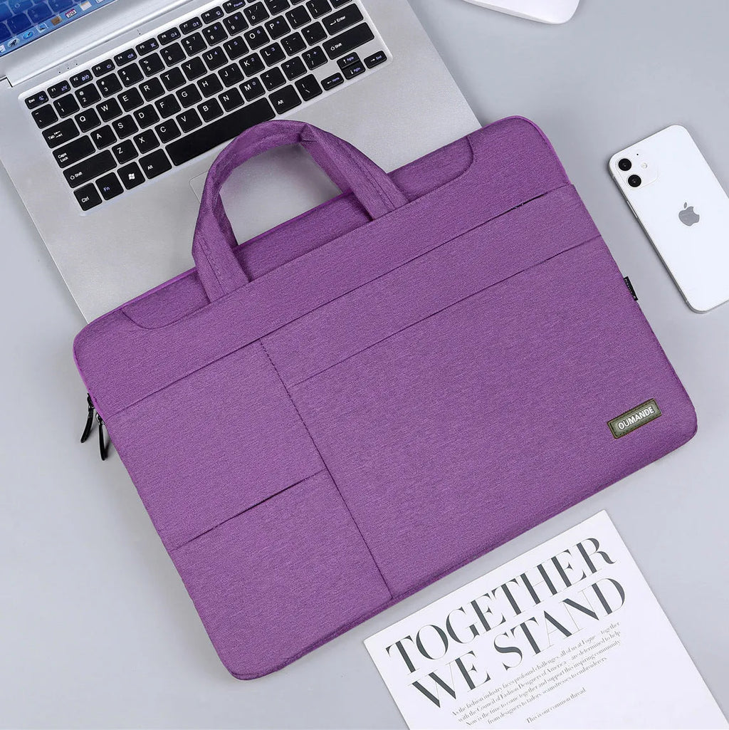 Solid-colour 15.6-inch waterproof laptop bag made from Oxford cloth, shown in dark grey.
