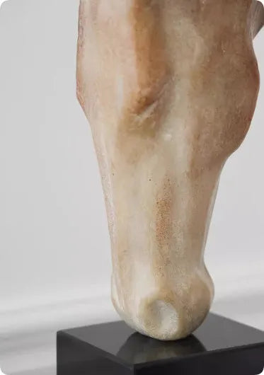 Abstract French retro style horse head desktop sculpture with a carved surface finish.