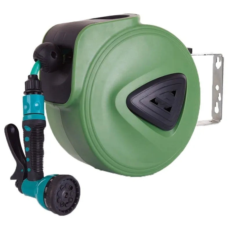 Automatic retractable hose reel water drum with 10 metre PVC pipe for car washing and garden use
