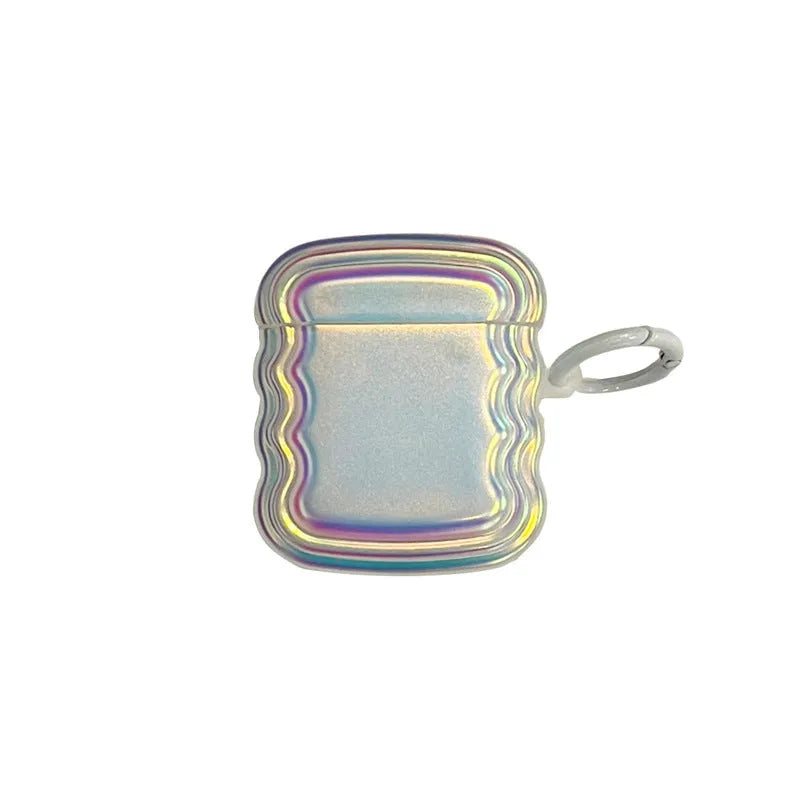 Magic laser silicone case for AirPods showing iridescent colour-changing finish on wireless earbud charging case