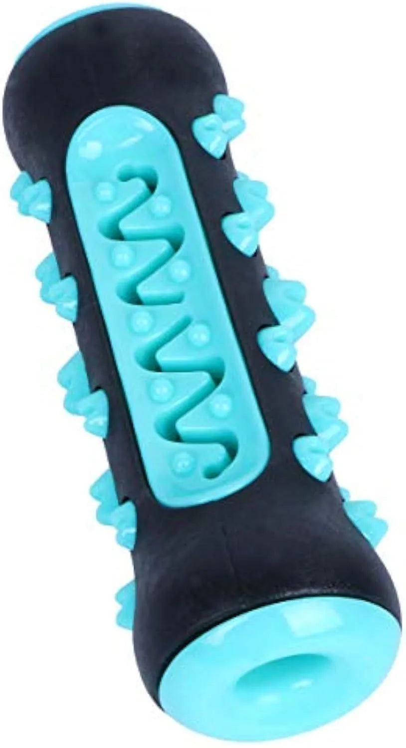 Natural rubber dog dental chew toy in blue colour for teeth cleaning, measuring 15 cm