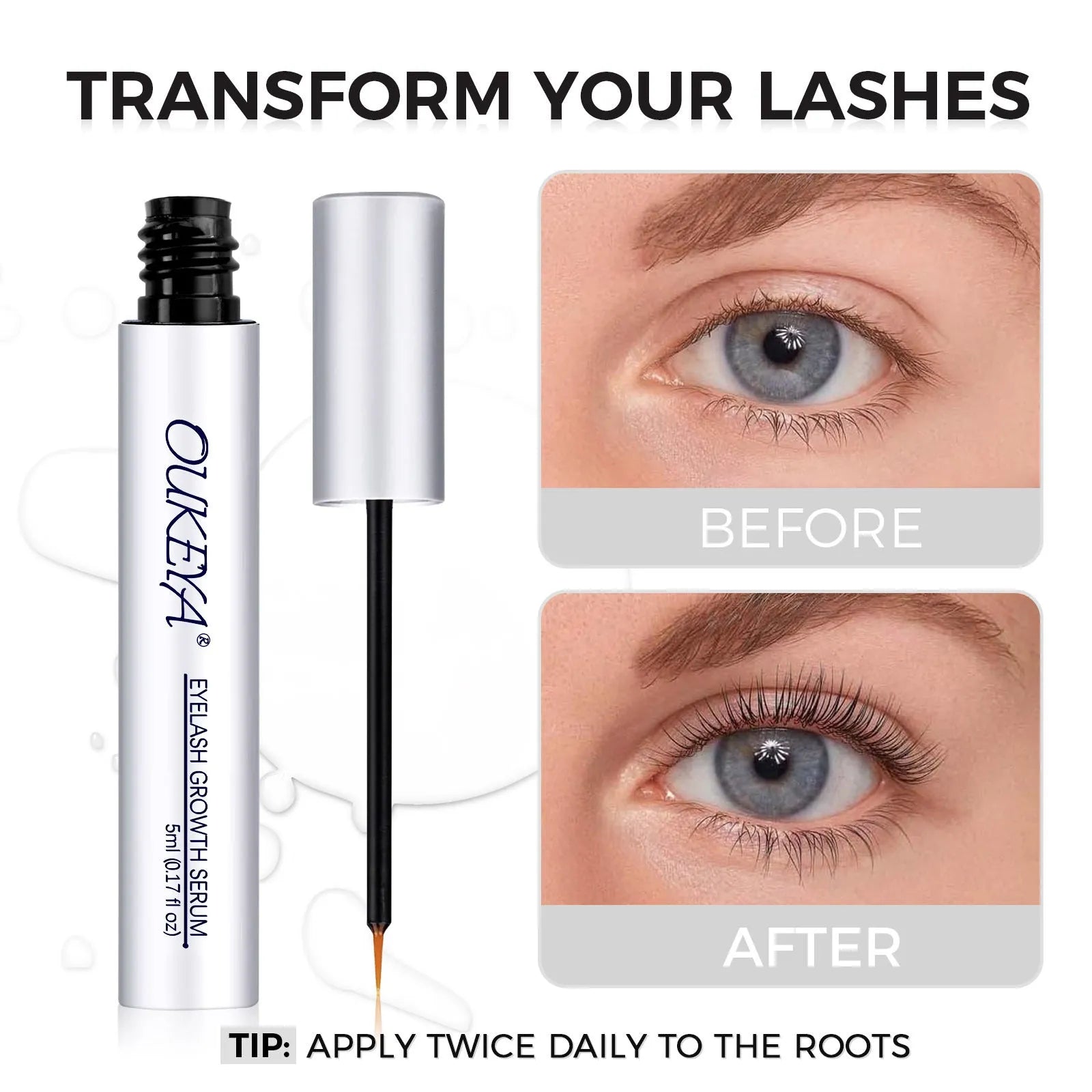 Silver bottle of 5ml eyelash growth essence nutrient solution for eyelash care