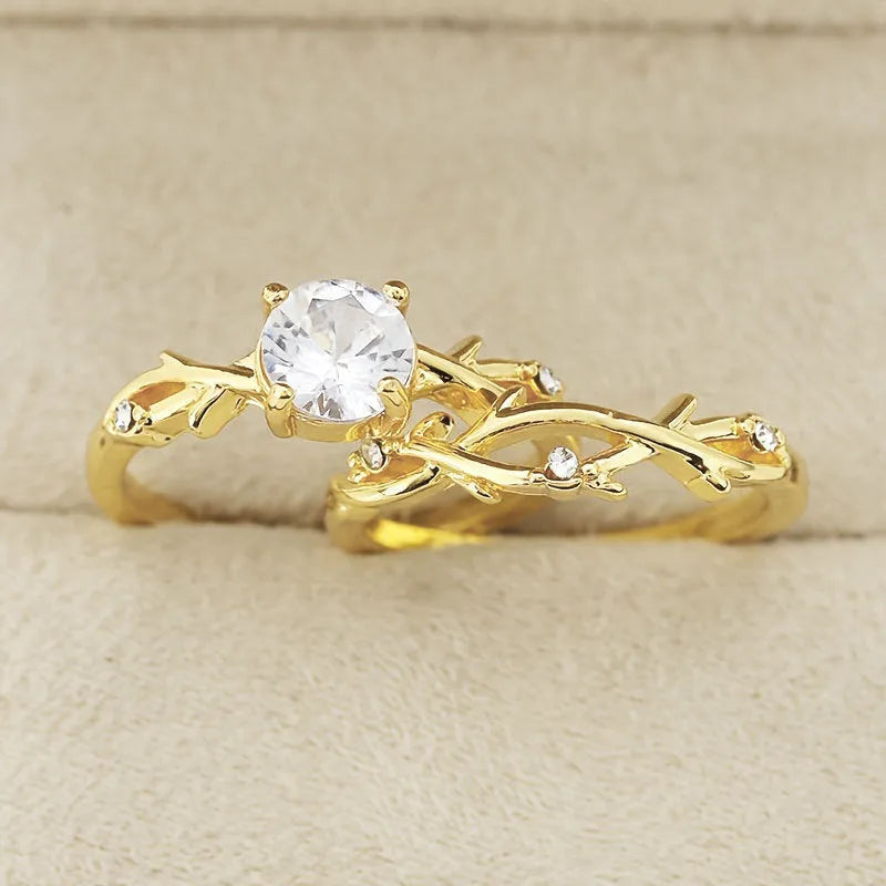 Rose gold simulation diamond couple rings on hand, copper geometric fashion OL style, sizes No 6-10