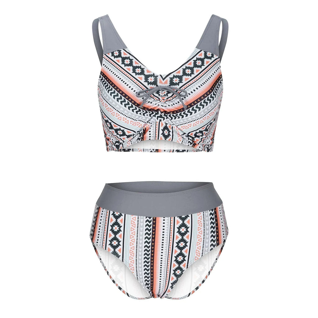Solid colour cross sling split swimsuit for women in polyester fabric with briefs style