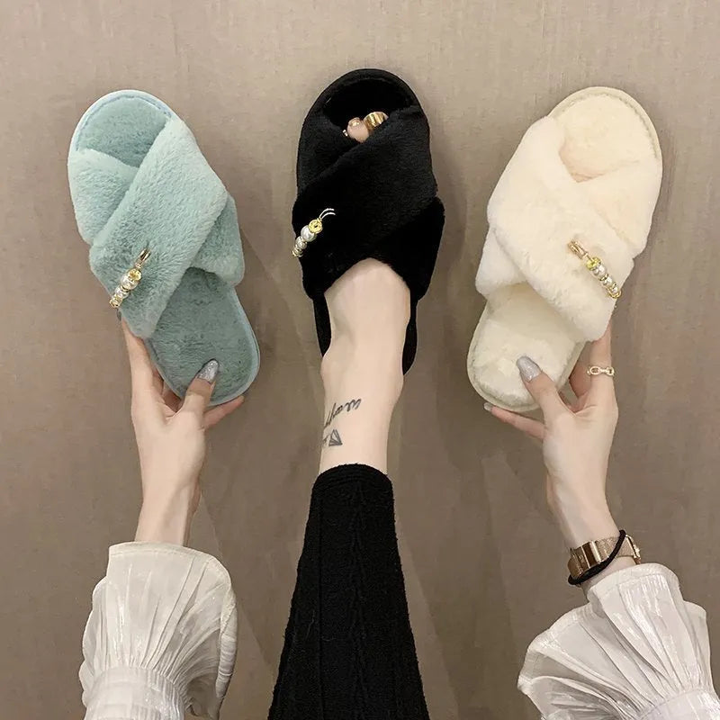 New cross cotton slippers with flocked upper and rubber sole, available in multiple colours for home use