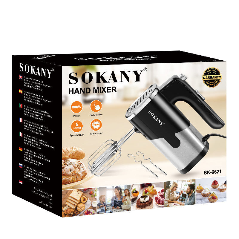 800W Electric Hand Mixer - 5-Speed Food Blender & Whisk with Twin Stainless Steel Beaters for Baking, Dough & Cream