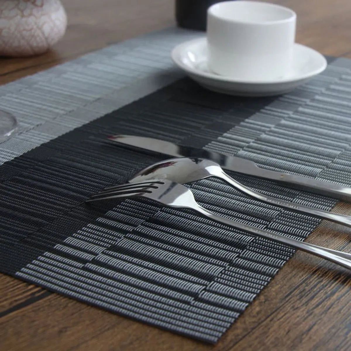 PVC non-slip dish drying mat in modern simplicity style with gradient bamboo pattern