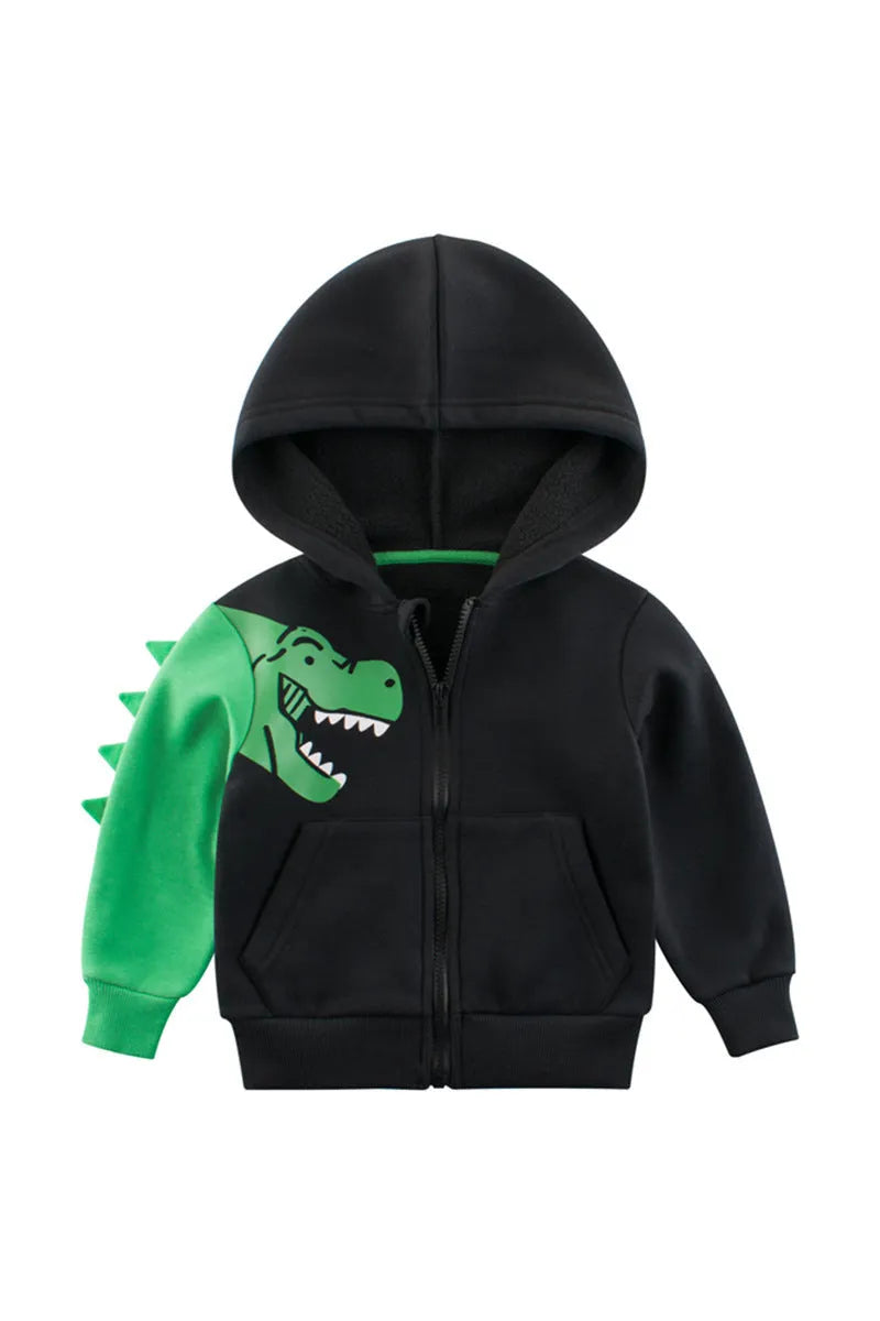 Creative cartoon printed children's sweater in black cotton blend Korean style for kids